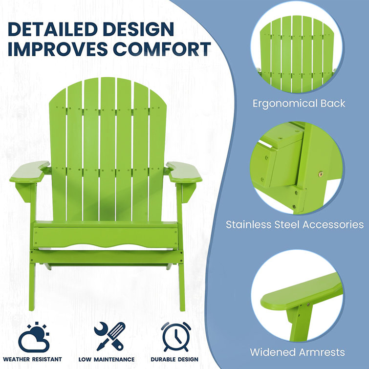 Highland Dunes Twinar Solid Wood Folding Adirondack Chair Wayfair